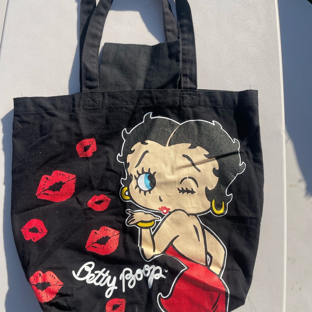 Betty Boop Black Tote with Red Kiss Accents